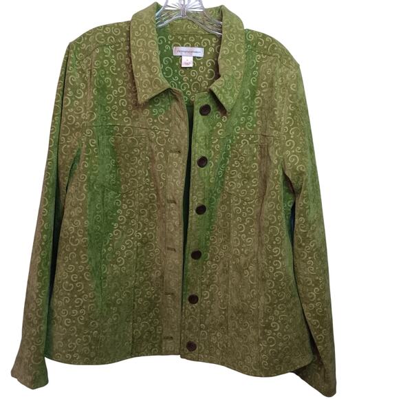 EUC Christopher Banks Size XL Green Corduroy Jacket Button Up Collar - Picture 1 of 6